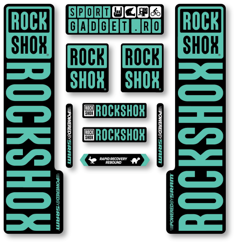 Stickere RockShox V3 Replica Decal Kit Black/Turqoise