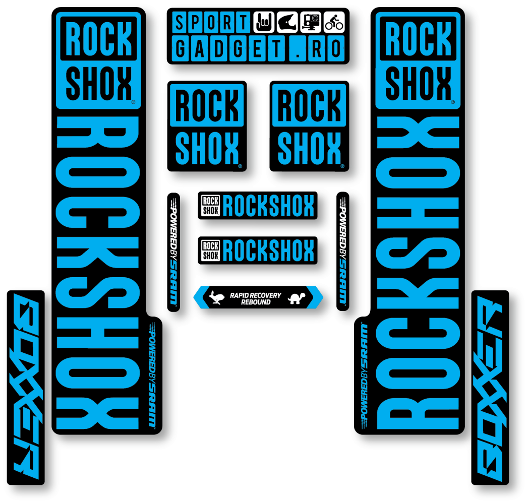 Stickere RockShox Boxxer V3 Replica Decal Kit Black/Cyan