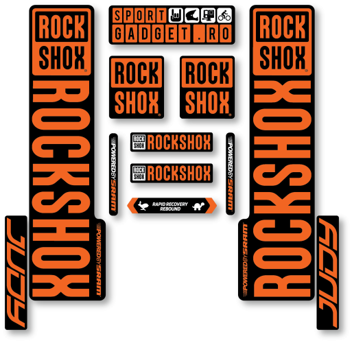 Stickere RockShox Judy V3 Replica Decal Kit Black/Orange