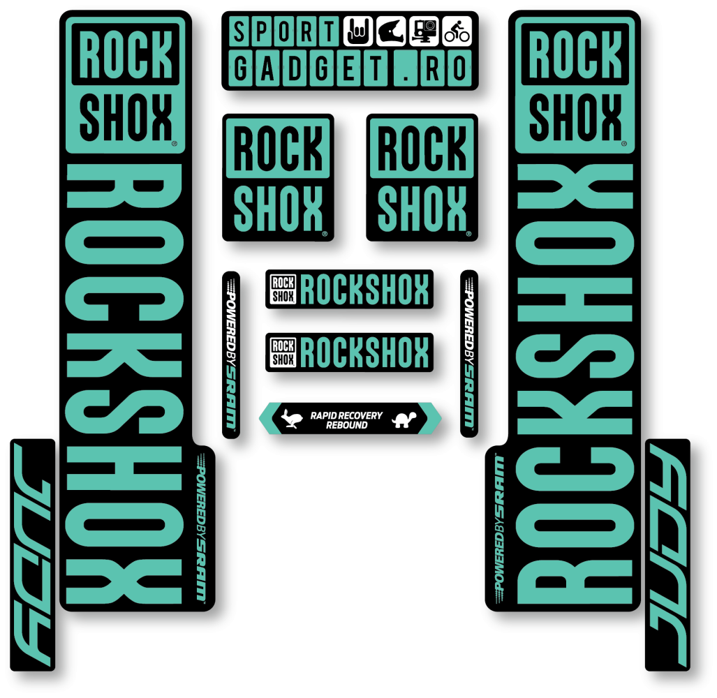 Stickere RockShox Judy V3 Replica Decal Kit Black/Turqoise