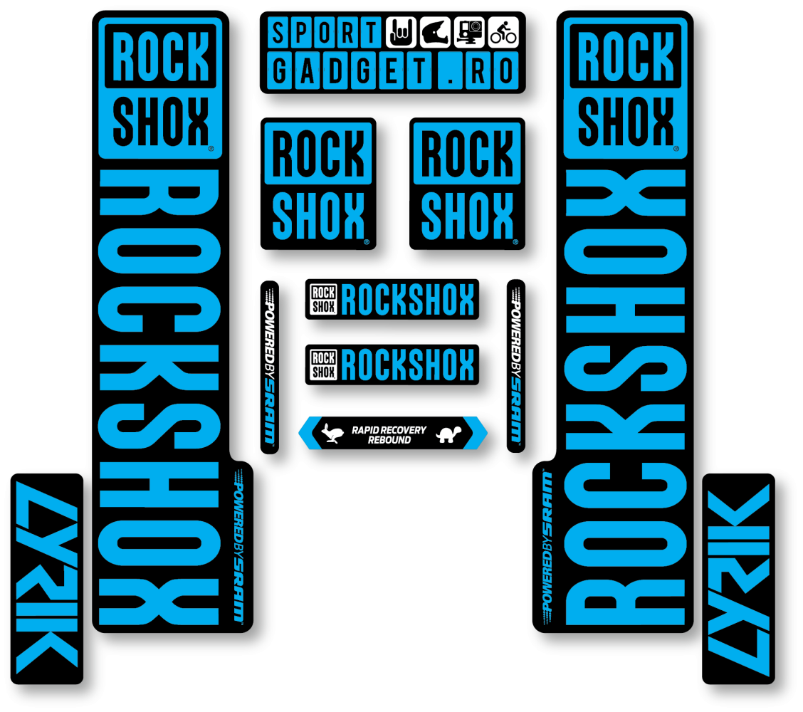 Stickere RockShox Lyrik V3 Replica Decal Kit Black/Cyan