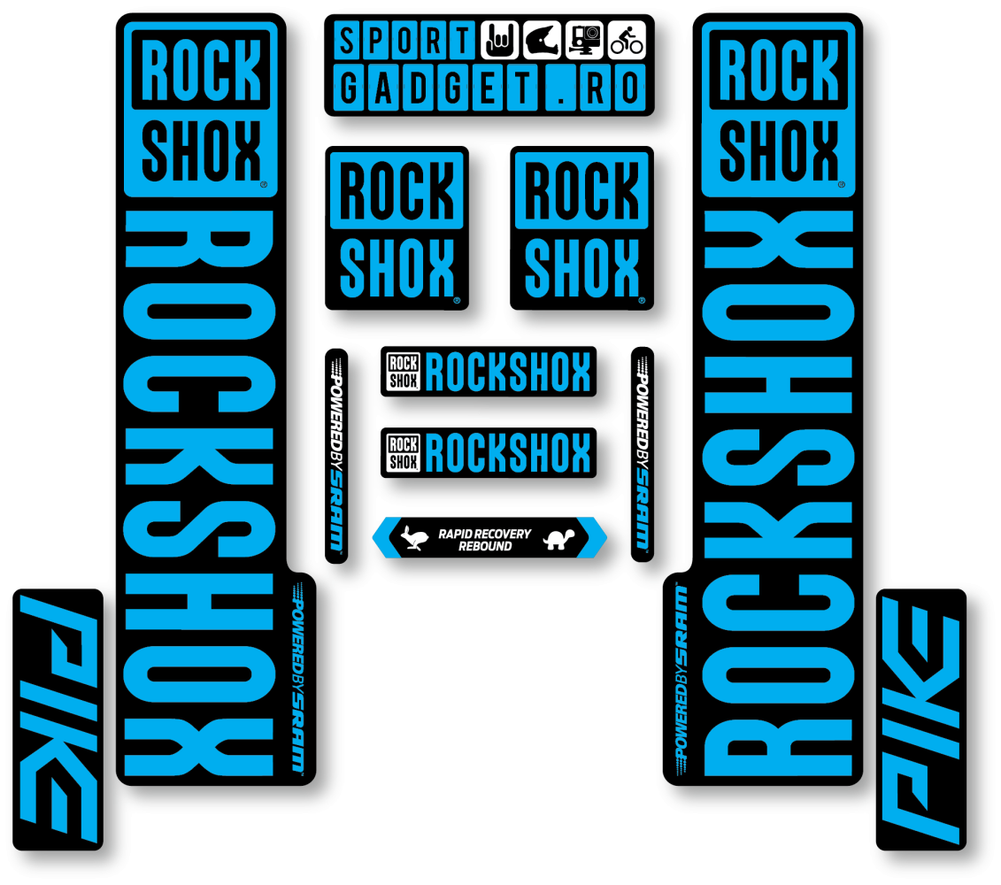 Stickere RockShox Pike V3 Replica Decal Kit Black/Cyan