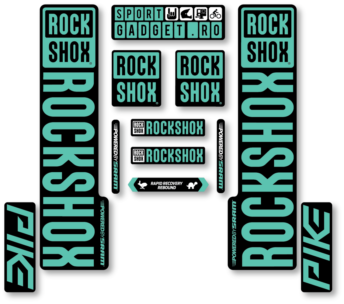 Stickere RockShox Pike V3 Replica Decal Kit Black/Turqoise