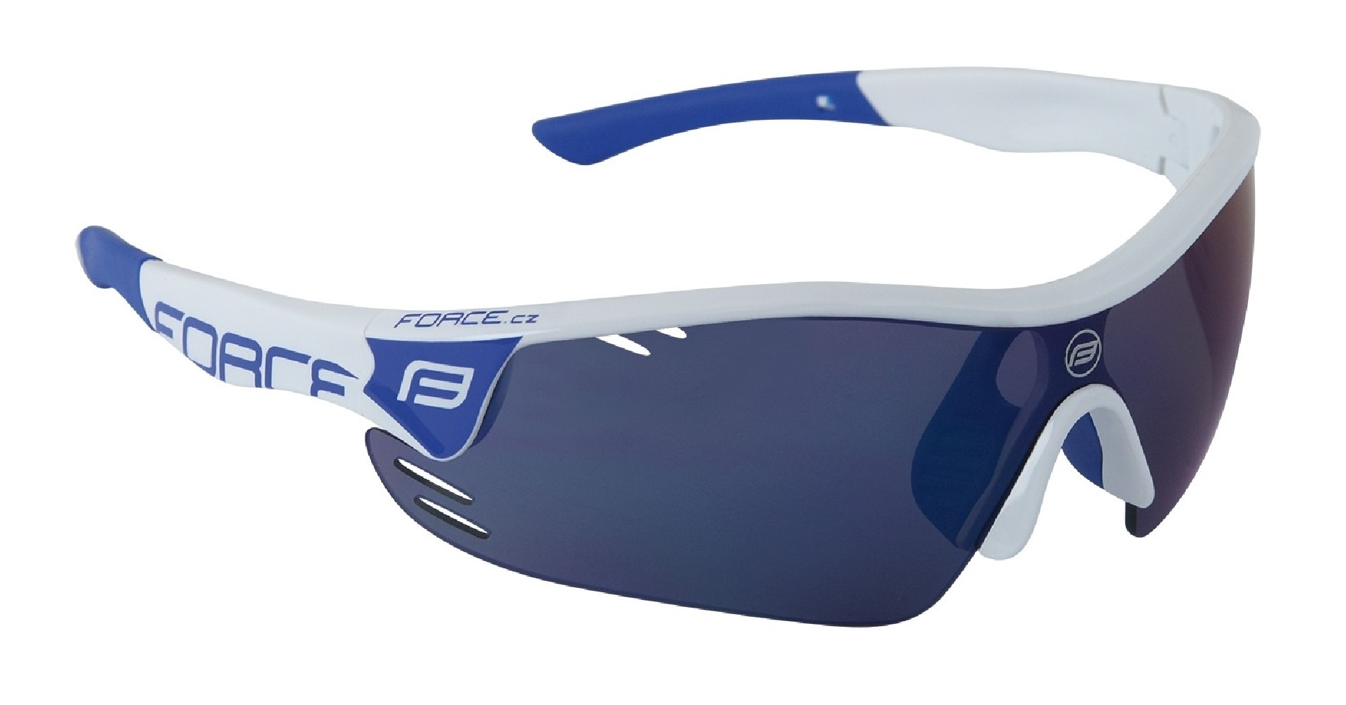 Ochelari Force Race Pro albi lentila albastru laser