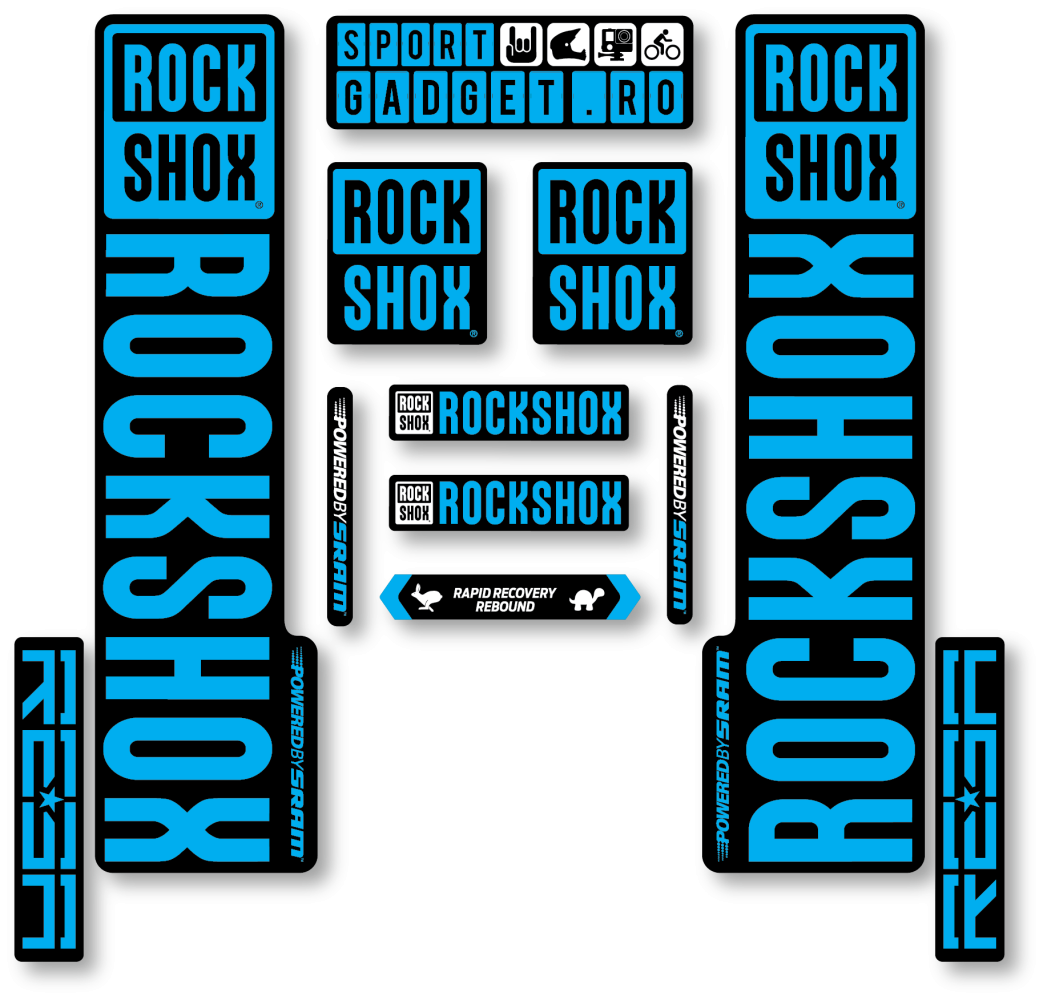 Stickere RockShox Reba V3 Replica Decal Kit Black/Cyan