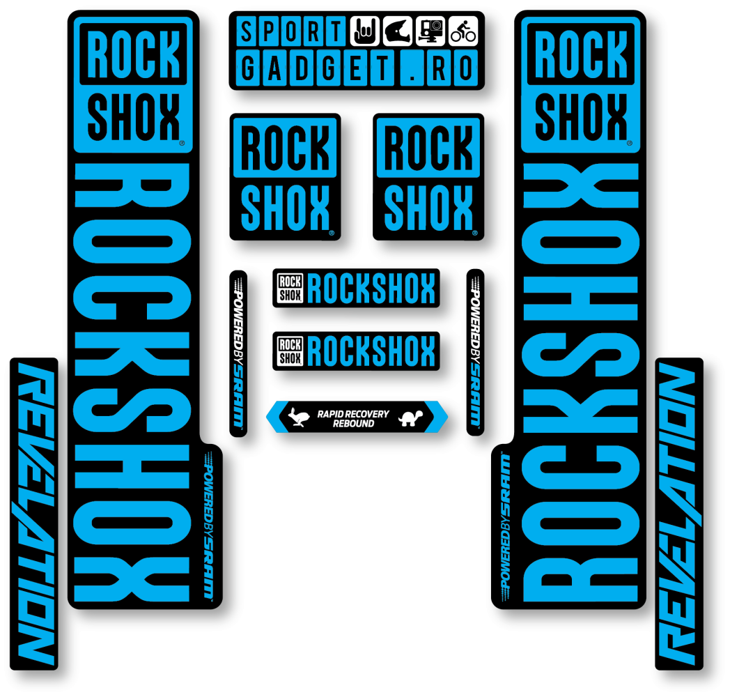 Stickere RockShox Revelation V3 Replica Decal Kit Black/Cyan