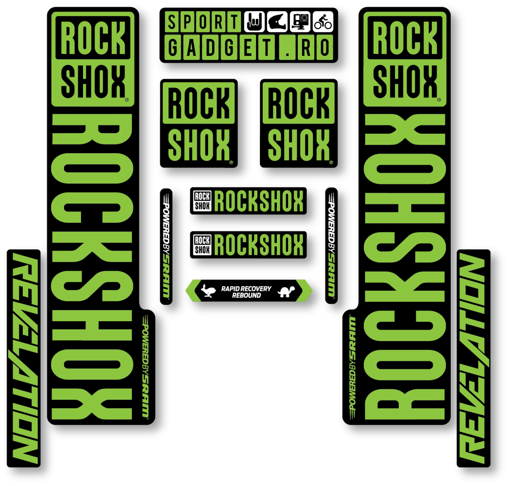 Stickere RockShox Revelation V3 Replica Decal Kit Black/Lime