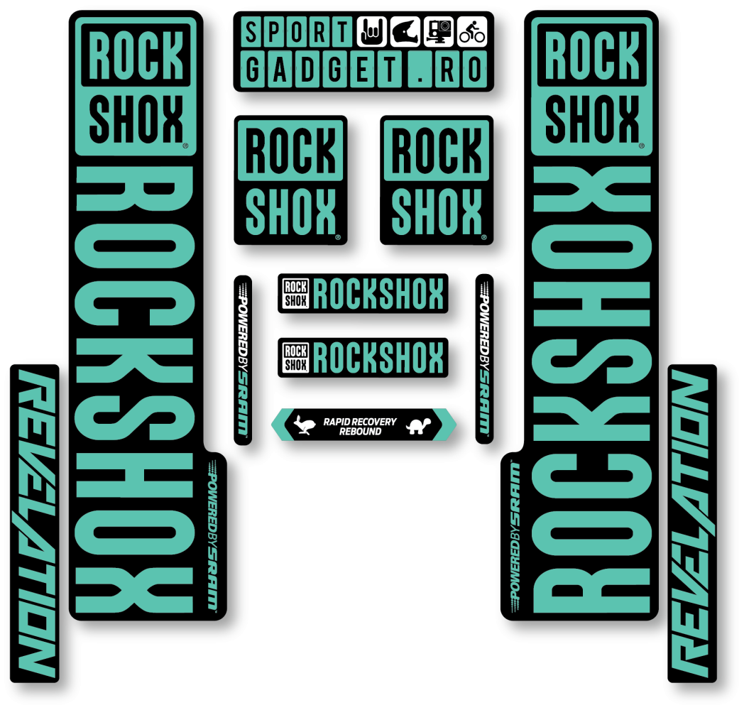 Stickere RockShox Revelation V3 Replica Decal Kit Black/Turqoise