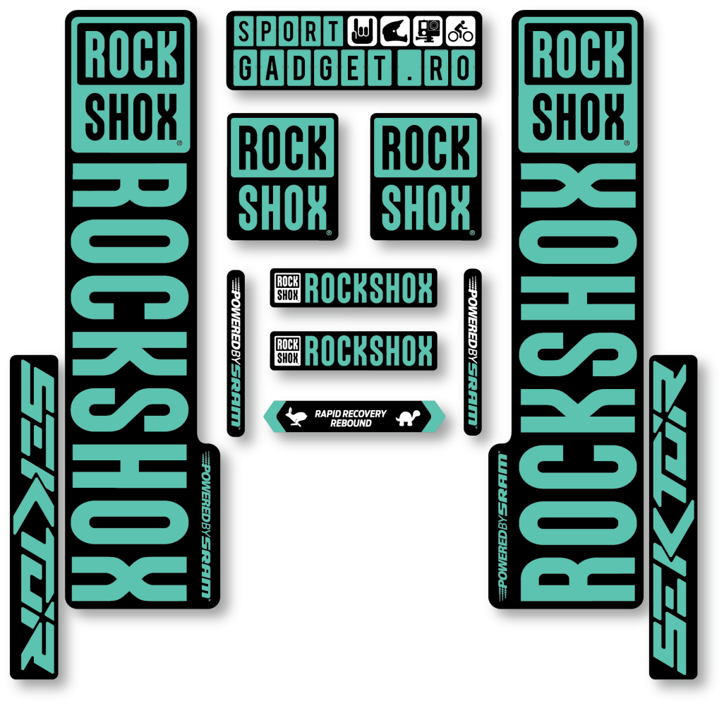 Stickere RockShox Sektor V3 Replica Decal Kit Black/Turqoise