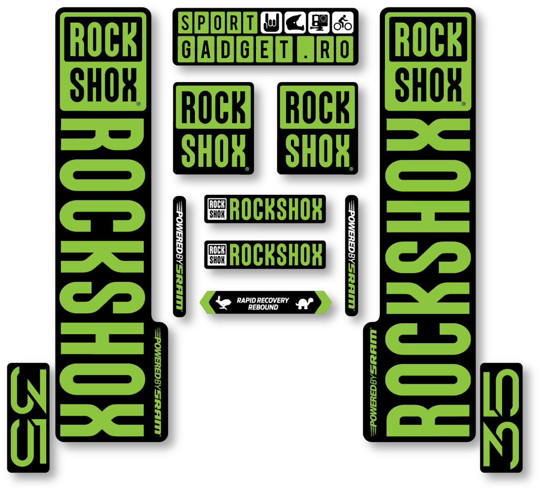 Stickere RockShox XC 35 V3 Replica Decal Kit Black/Lime