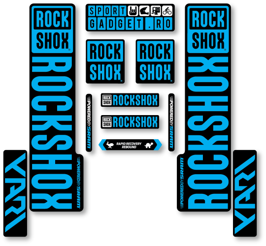 Stickere RockShox Yari V3 Replica Decal Kit Black/Cyan