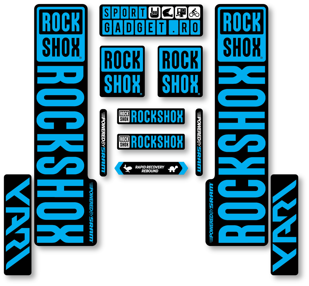 Stickere RockShox Yari V3 Replica Decal Kit Black/Cyan