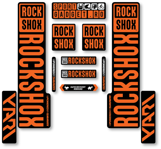 Stickere RockShox Yari V3 Replica Decal Kit Black/Orange