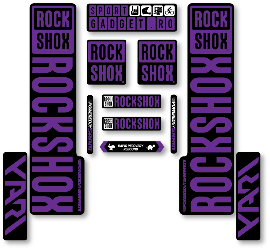 Stickere RockShox Yari V3 Replica Decal Kit Black/Purple