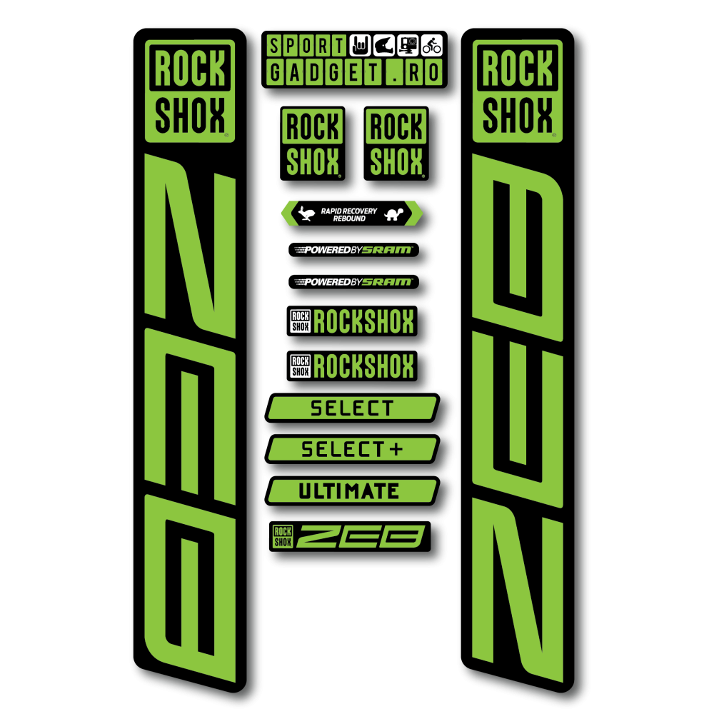 Stickere RockShox ZEB Replica Decal Kit Black/Lime