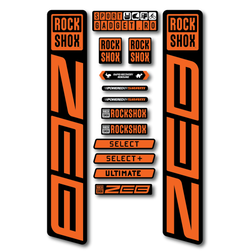 Stickere RockShox ZEB Replica Decal Kit Black/Orange