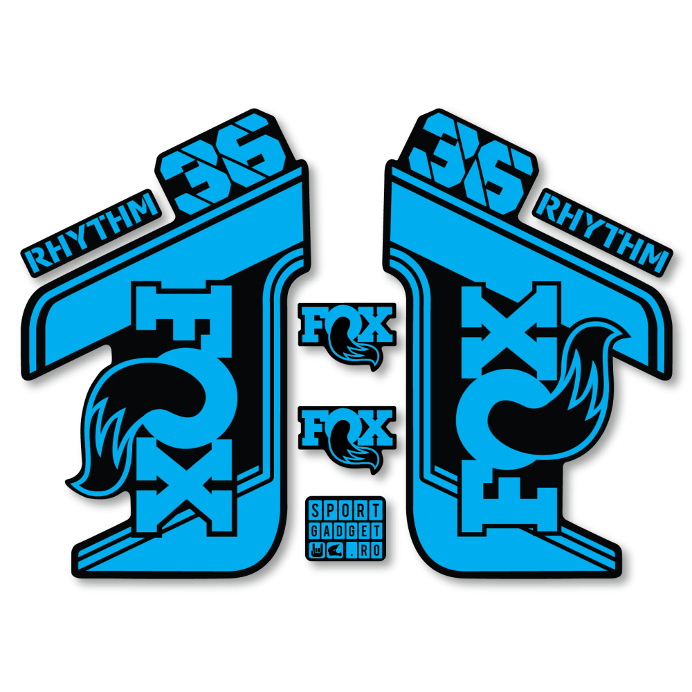 Stickere Fox 36 Rhythm Replica Decal Kit Black/Cyan