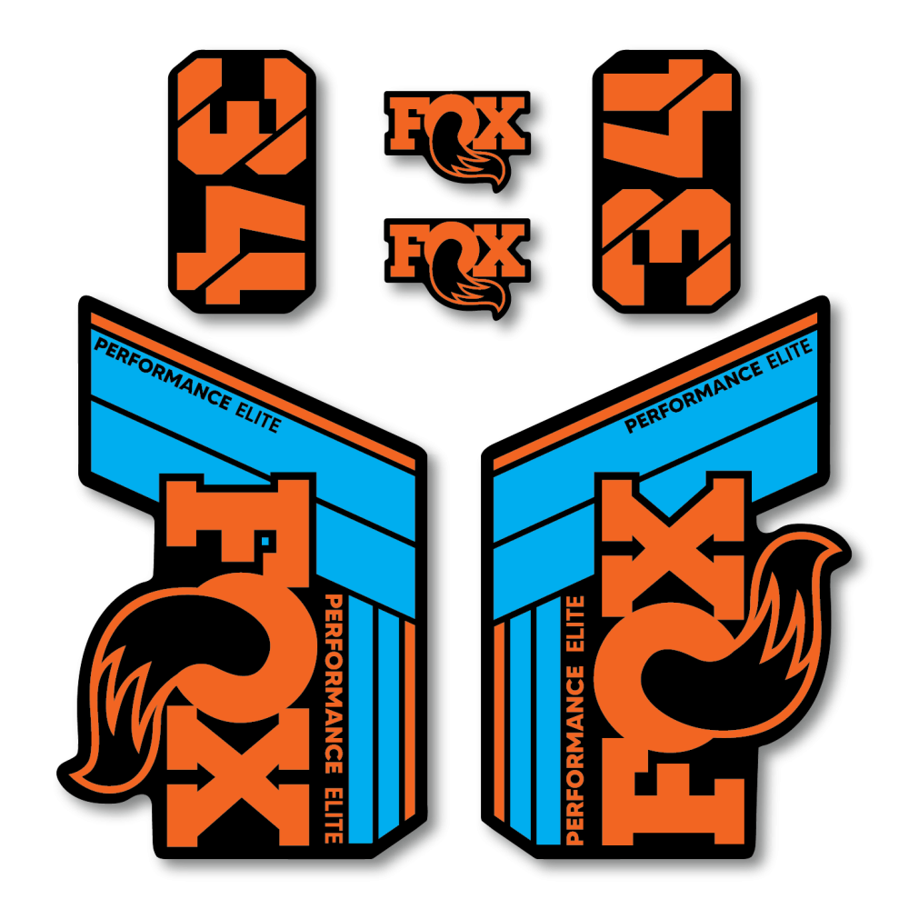 Stickere Fox 34 Performance Elite V2 Replica Decal Kit Cyan/Orange