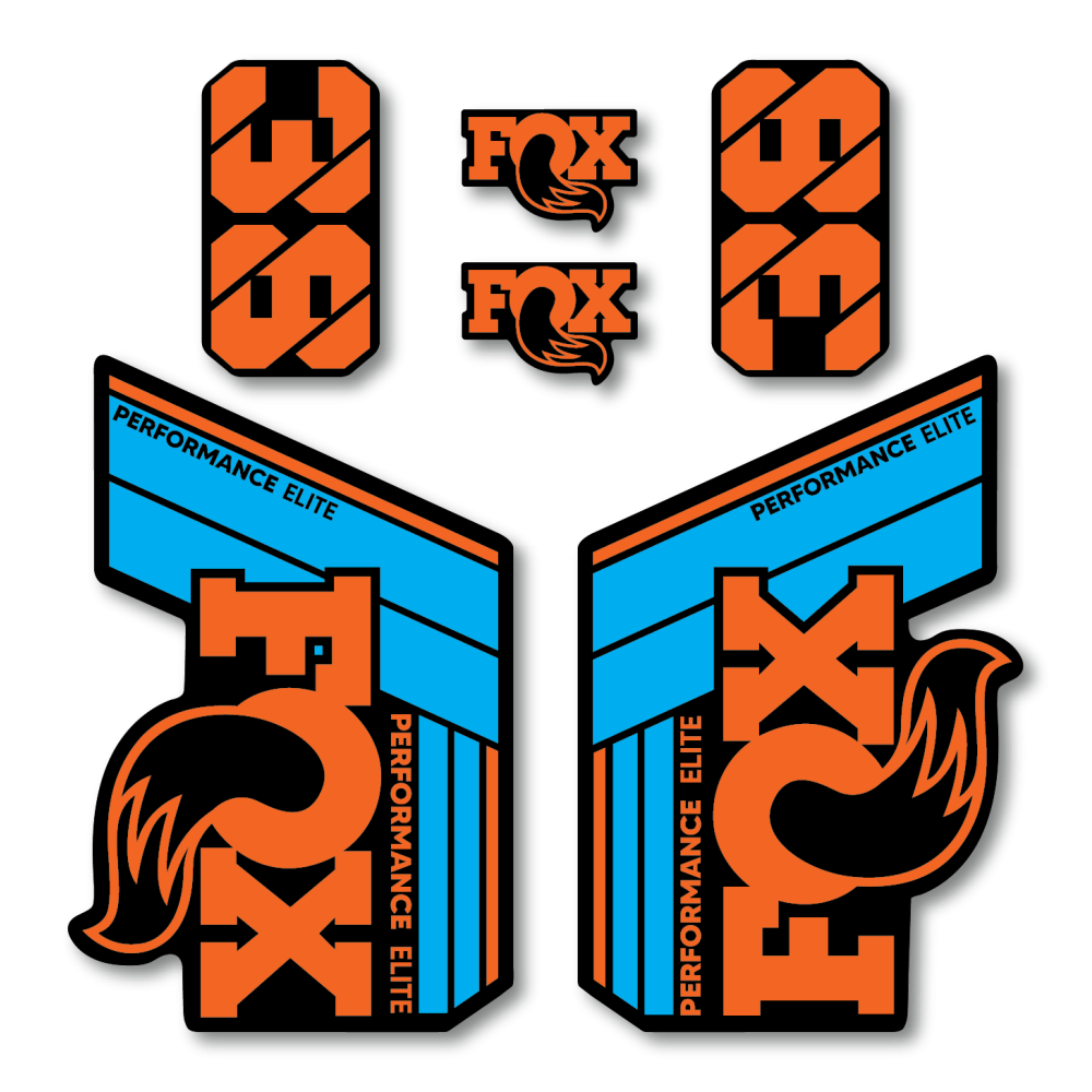 Stickere Fox 38 Performance Elite V2 Replica Decal Kit Cyan/Orange