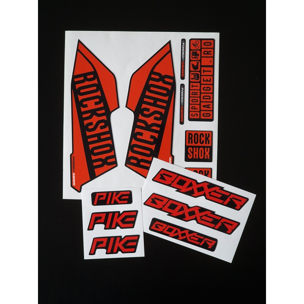 Sticker Rock Shox Pike / Boxxer V1 Replica Decal Kit Orange/Red