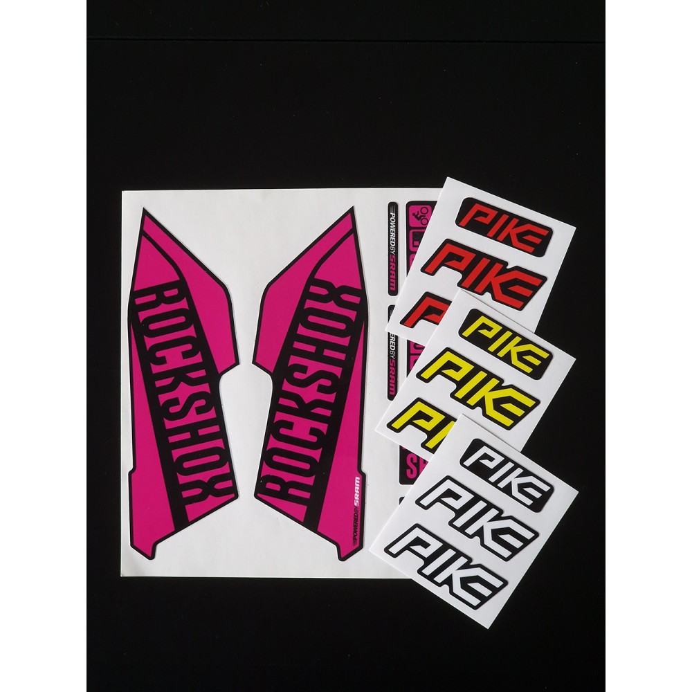 Sticker Rock Shox Pike V1 Replica Decal Kit Magenta/Yellow/White