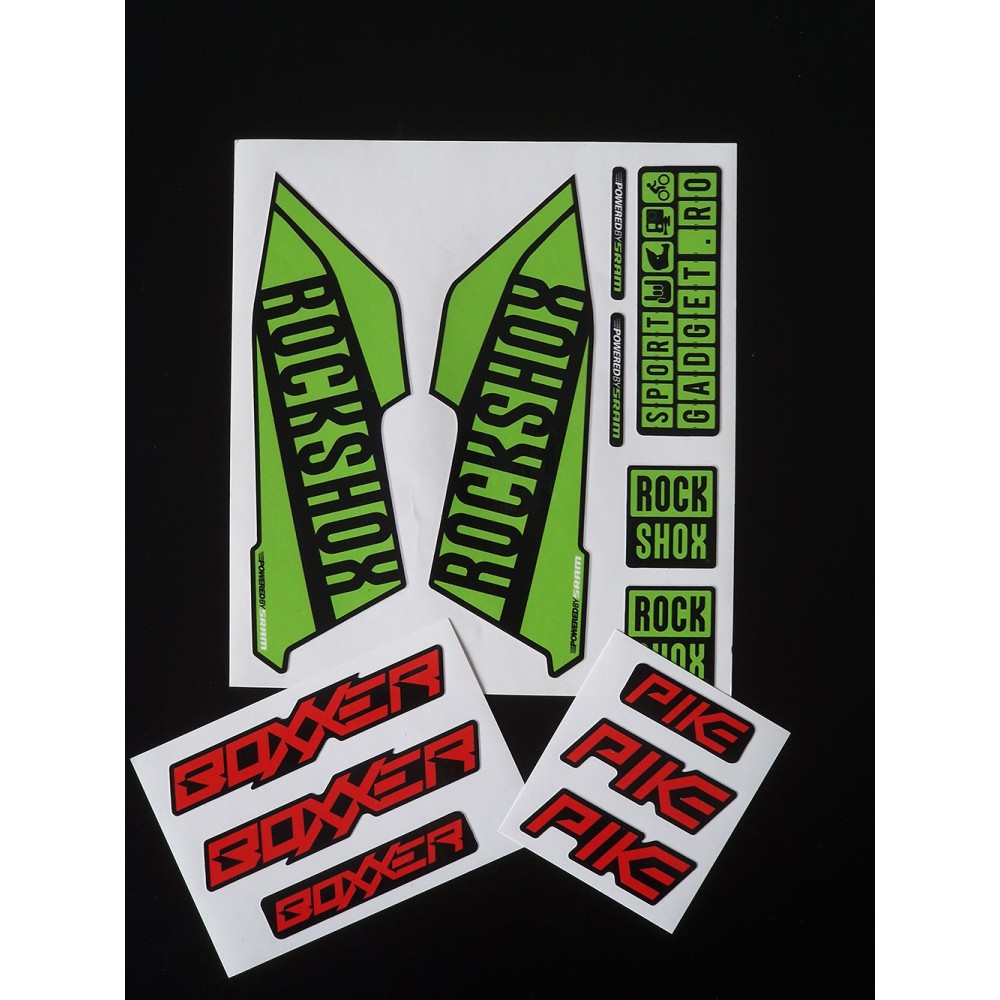 Sticker Rock Shox Boxxer / Pike V1 Replica Decal Kit Lime/Red