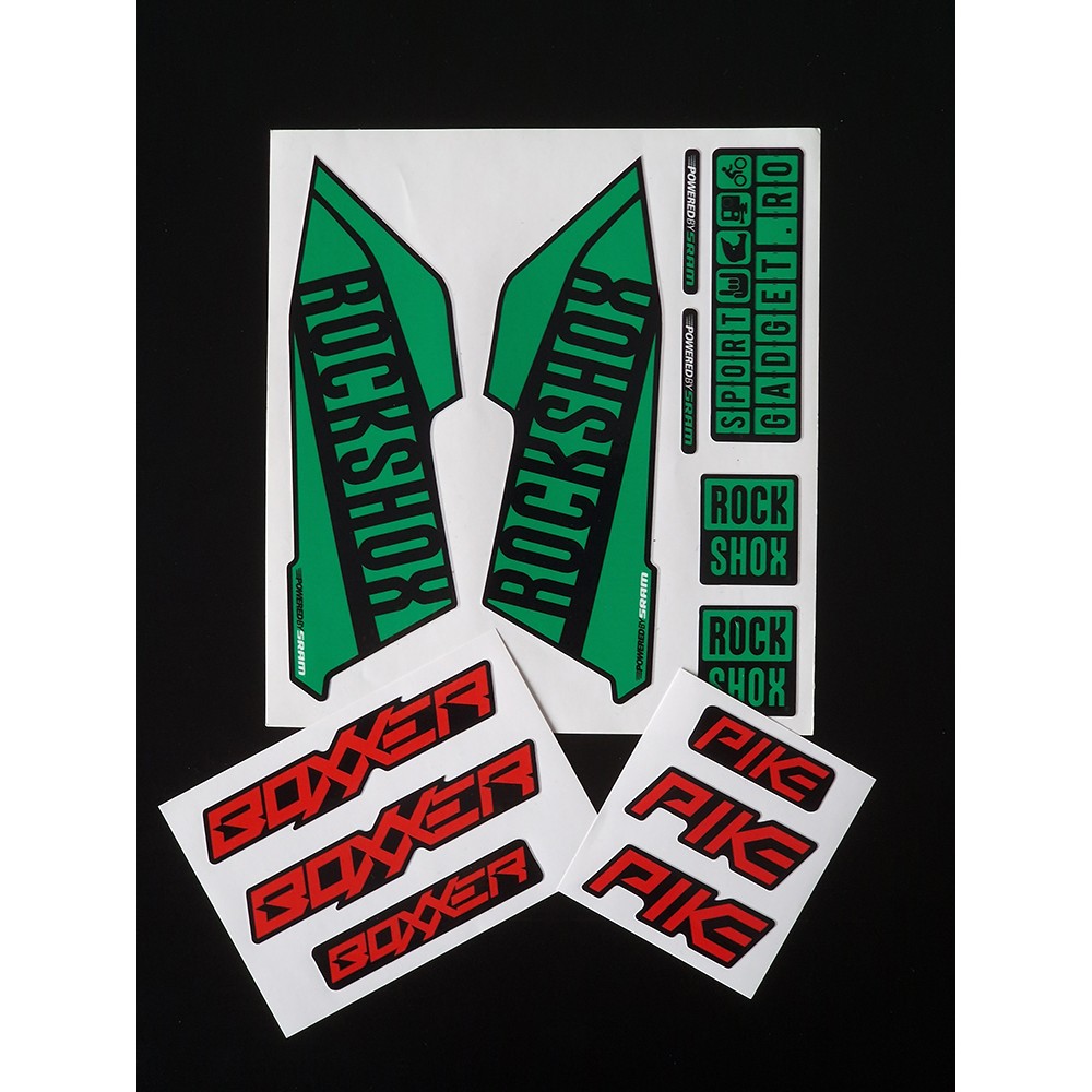 Sticker Rock Shox Boxxer / Pike V1 Replica Decal Kit Green/Red