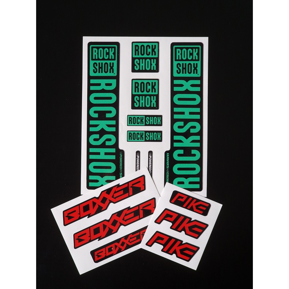 Sticker Rock Shox Boxxer / Pike V2 Replica Decal Kit Green/Red