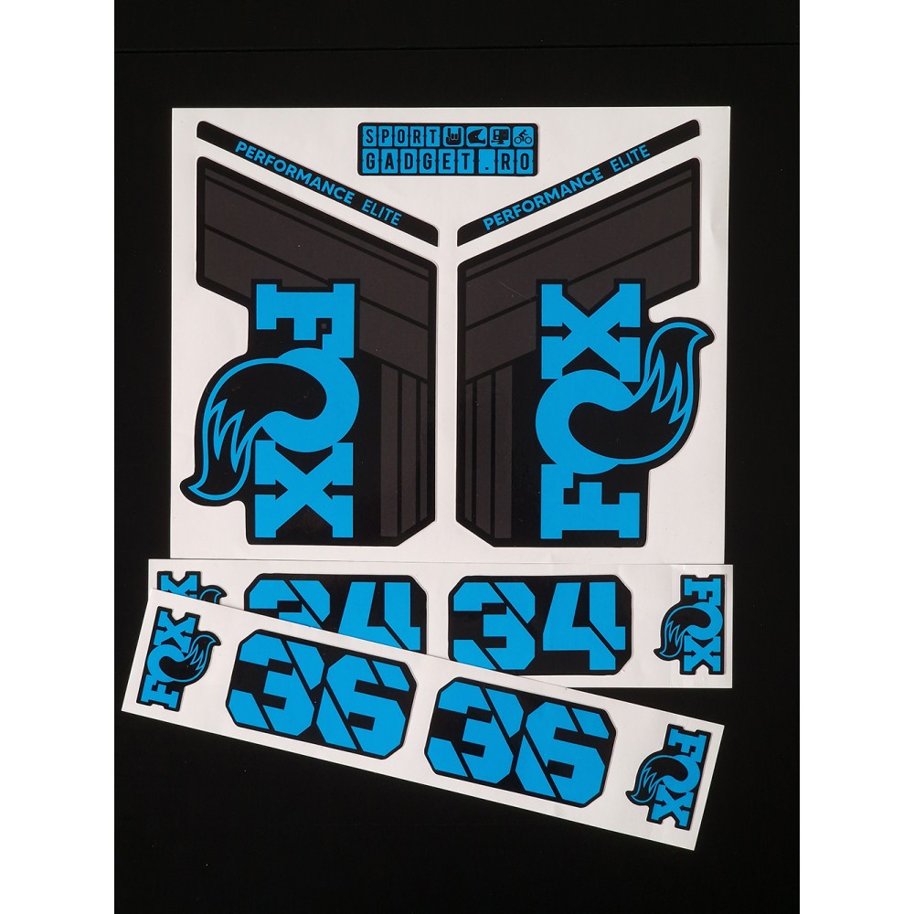 Sticker Fox 34 36 Performance Elite Replica Decal Cyan